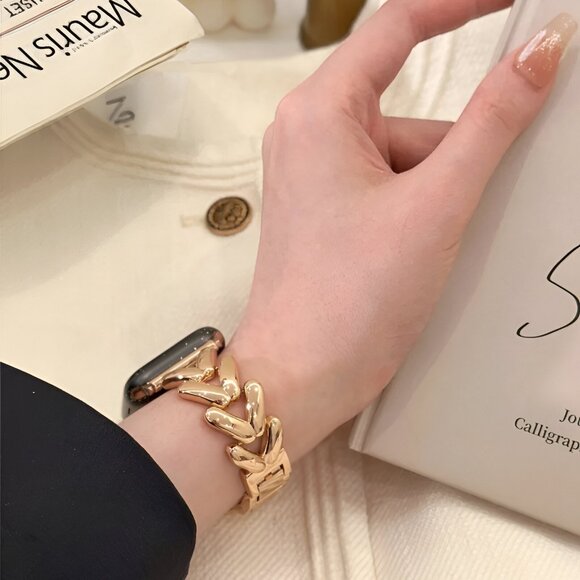 Apple Watch Band Adjustable Stylish Strap Silver Stainless Chain Band - Rosegold - Picture 5 of 6